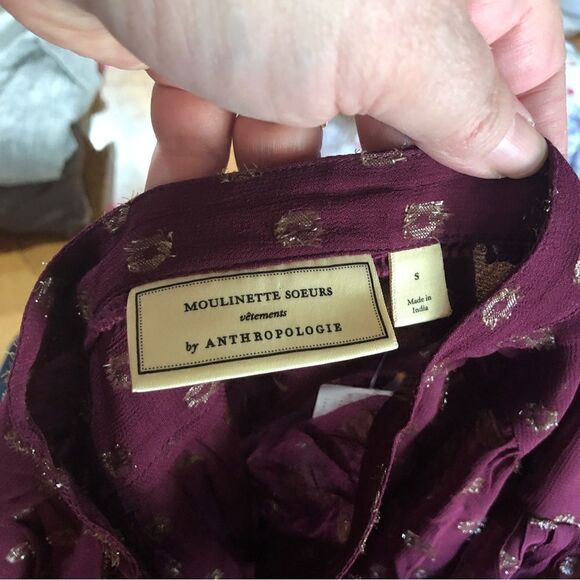 NWT Anthropologie Moulinette Soeurs Sheer Printed Long Sleeve Blouse - S - Picture 16 of 16